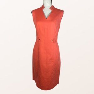 Y2K SHARAGANO Bright Coral V Neck Body Con Dress